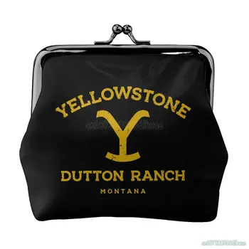 Legal Yellowstone Dutton Rancho Padrão de Couro, Bolsa da Moeda Pequena Alteração Bolsa com o Kiss de Bloqueio de Fechamento de Fivela Fivela de Carteira de Presente
