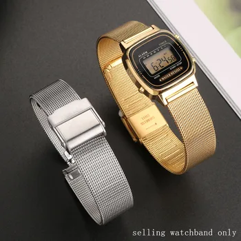 Vintage pequena praça pulseira de metal para CASIO A159w-n1 A158WA A168 pulseira de aço inoxidável, bracelete de 18mm pulseira de acessórios