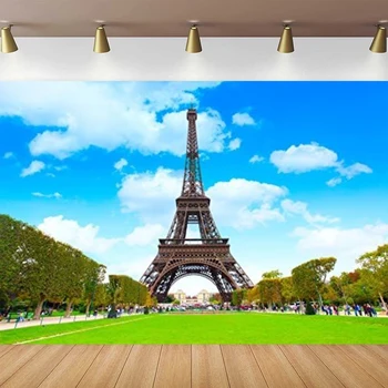 A Torre Eiffel, A Fotografia Pano De Fundo A França Marco Viagem A Paris Do Gramado Da Praça De Fundo Do Cartaz De Tirar A Foto Studio Adereços Banner