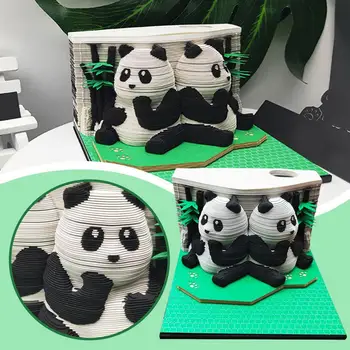 1 Pcs Panda Modelo tridimensional Nota Criativo Papel de Postscript Modelo de Papel de Presente Decoração Panda 3D Postscript Sculptur N8P1