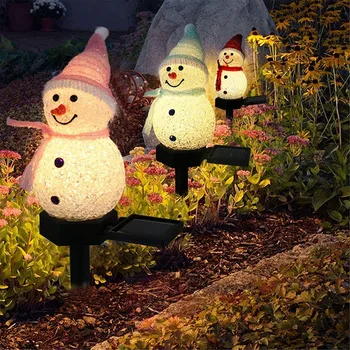 Boneco de neve Solar Luzes de Natal Posta Solar do DIODO emissor de Boneco de neve Leve de Decoração de Jardim ao ar livre Estaca Lâmpadas de Natal