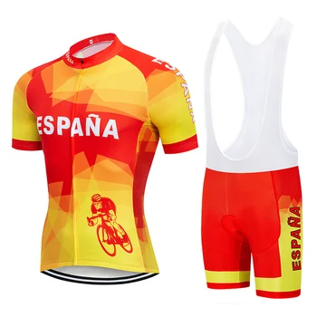 ESPANHA de Ciclismo Jersey Bib Definir Equipe de Espanha Bicicleta Vestuário MTB Ropa Ciclismo Bike T-Shirt de Verão de Homens de Curto Maillot Culotte Terno