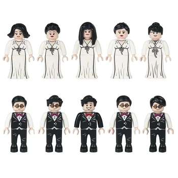 MOC City Figuras 10pcs de Noiva Casar de Noiva Personagem 4,5 cm Playmobil Acessórios do Modelo de Blocos de Construção de Mini Tijolos de Brinquedos para as Crianças