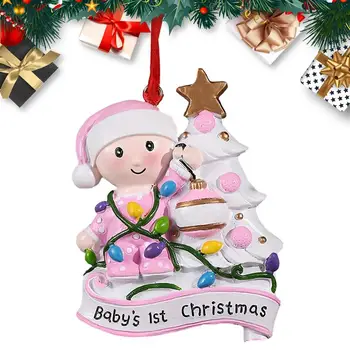 Bebê Enfeite de Natal Enfeites de Árvore de Natal da Lembrança do Pingente DIY Artesanato de Resina Primeiro Bebê de Natal Decoração da Árvore de Decoração de Casa