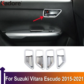 Para Suzuki Vitara Escudo De 2015 2016 2017 2018-2020 2021 Maçaneta Da Porta Interior Da Tampa Guarnições De Protecção Do Adesivo De Carro Estilo Fosco