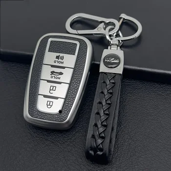 TPU Key Fob Cobrir com Couro Amarra Chave de Cadeia para Toyota Corolla Camry Avalon C-RH Prius GT86 Highlander Chave Inteligente
