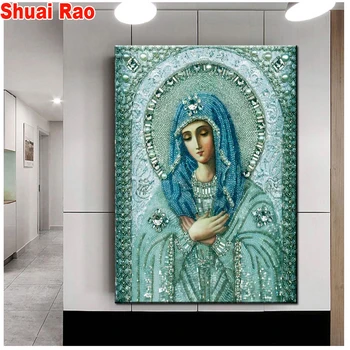 5D diy diamante pintura de Nossa Senhora de Pintura Completo Diamante mosaico de ponto cruz a arte do retrato 3D religião Maria Angela imagens,