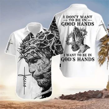 Deus, a Religião de Cristo, os Homens Camisas de Jesus Impressos em 3D Harajuku Casual Manga Curta Camisa Havaiana Oversived Superior do sexo Feminino Camisas, Tops