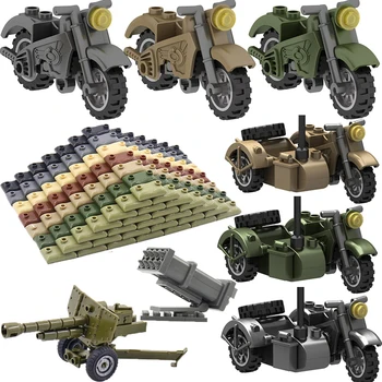 Crianças Brinquedos Militar De Blocos De Construção De Campo De Batalha De Guerra, Armas, Acessórios Multi Cor Sacos De Areia Máquina De Arma De Moto Tijolos Presentes