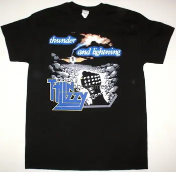 Thin Lizzy Trovão E O Relâmpago Preta Camiseta Do Hard Rock Phyl Lynott