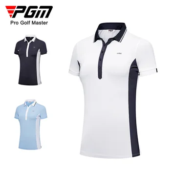 PGM Fino Slim Fit Senhora do Polo de Manga Curta Lapela da camisa Aberto Design de Moda Shirt Desporto Mulher de Golfe de Topo do Tênis de Roupas Respirável