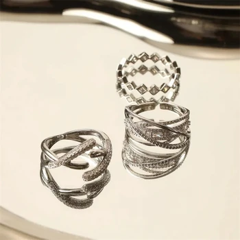 O coreano simples ins estilo de três peças nicho requintado 925 prata esterlina abrir o anel de metrô de namoro deve-se ter o anel de presente de natal