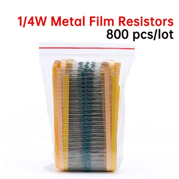 800 pcs/lote 1/4W 0,25 W 1R~22M 1% de Metal Filme Resistor de 100R 220R 1 K 1.5 K 2.2 4.7 K K K 10 K 22 47K 100 MIL DE 100 A 220 1K5 2K2 4K7 Resistência