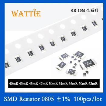 Resistor SMD 0805 1% 0.04 R 0.043 R 0.047 R 0.05 R 0.051 R 0.056 R 0.06 R 0.062 R 100PCS/monte chip de 1/8W Ultra baixo valor de resistência