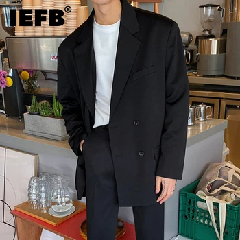 IEFB Slim Homem Blazers folgada paletó Homens Outono Estilo coreano Tendência Double Breasted Jaqueta Top Business Casual 9C2175
