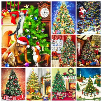 5D Diamante Pintura de Férias de Natal Árvore de Natal Diamante Mosaico de Ponto de Cruz, Kit de Strass Arte da Imagem DIY Decoração Home