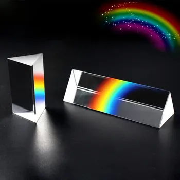 Prisma Triangular arco-íris Prisma de Cristal de Vidro Fotográfica Prisme Cor Prismas de Física para Crianças de Luz Experiência