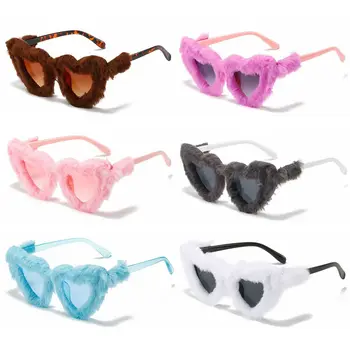 A Proteção UV400 as Mulheres formam a Influência de Óculos de proteção Óculos de Pelúcia Decoração Óculos de sol das Senhoras Sombras em Forma de Coração Óculos de sol
