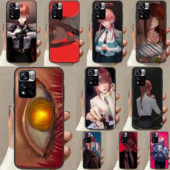 Makima Motosserra Homem Anime Japonês Caso De Telefone Xiaomi Redmi Nota 12 11 8 9 10 Pro 9S 10S 11S 12S Redmi 9 10 12 C 10A Tampa
